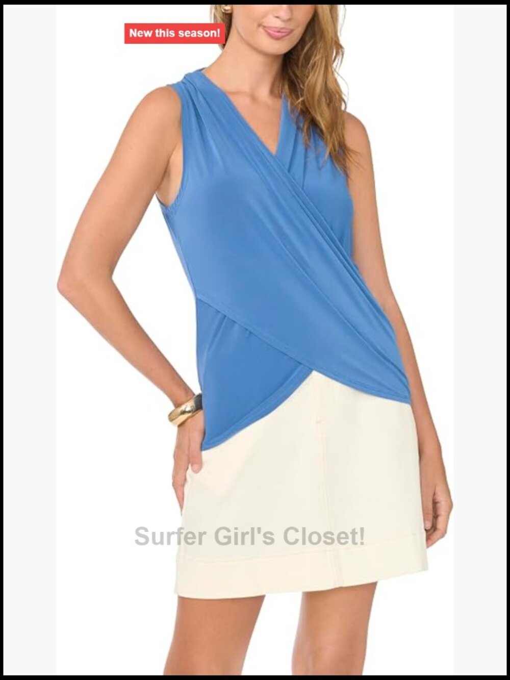 Vince Camuto Women's Sleeveless Wrap Tank Top Polyester